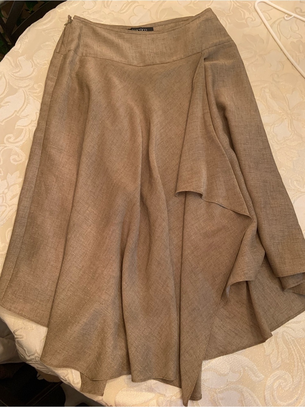 Kasper Neutral Beige Asymmetric A-Line Skirt